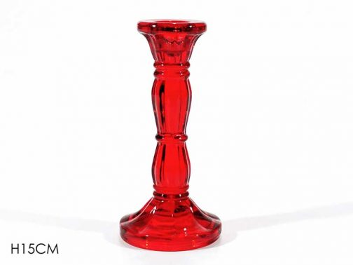 CANDLE HOLDER GLASS RED