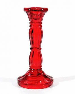 CANDLE HOLDER GLASS RED