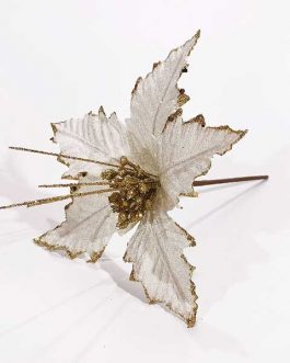 XMAS TREE ORN. FLOWER WHT 25CM