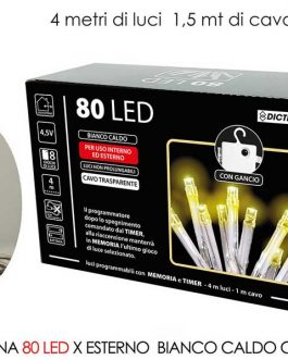 80 LED LIGHTS WARM EXT. B/O w/timer
