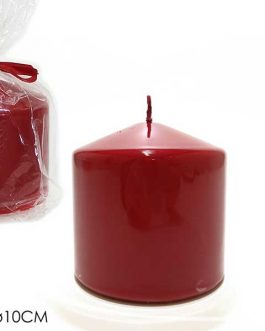 CANDLE PILLAR RED H10XD10CM