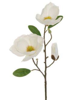 MAGNOLIA SPRAY X3 W/2 FLWS&1BUD WHITE