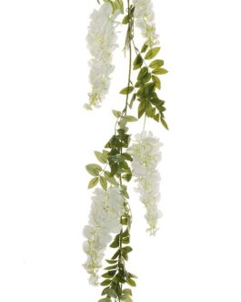 WISTERIA GARLAND W/7 GROUPS WHITE