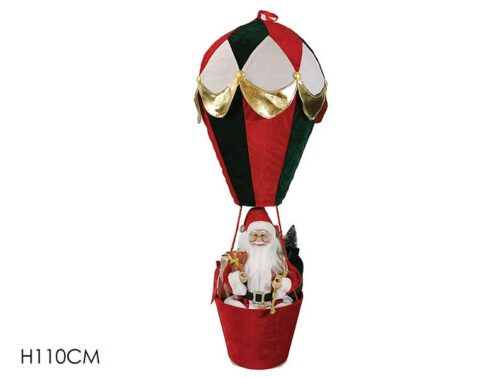 HANGING SANTA IN AIR BALLOON H110CM