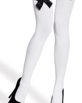 STOCKINGS WHITE W/BLACK BOW