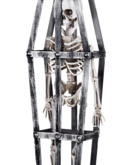 HANGING DECORATIVE SKELETON IN CAGE