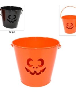 TIN BUCKET  HALLOWEEN 16CM ENGRAVED DECO