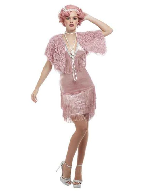 COSTUME 20'S SHORT FLAPPER (PINK) M