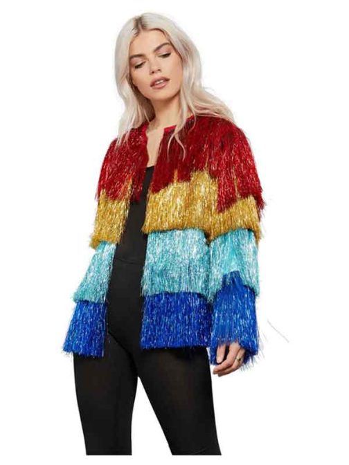 COSTUME TINSEL FESTIVAL JACKET (RAINBOW) L